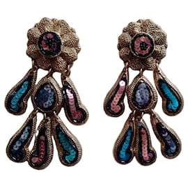 Orecchini pendenti Satellite Resina Dorata Glitter Multicolore