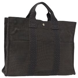 Hermès HERMES Borsa a Mano Her Line Tote MM in Tela Grigia Argento Autentica bs33537