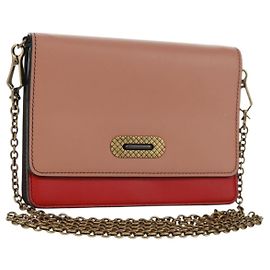 BOTTEGA VENETA Bolso de Hombro con Cadena Cuero Rojo Dorado Auth 158578SAV