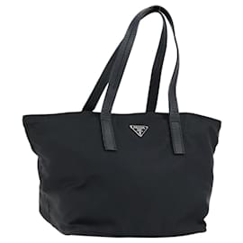 PRADA Borsa a mano in nylon nero argento Auth bs33442