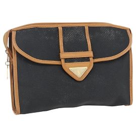 SAINT LAURENT Pochette in Pelle Nera Oro Auth am10700