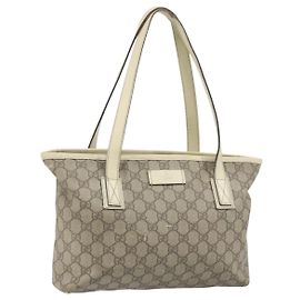 Gucci Borsa Tote GG Supreme in PVC beige argento 181086 Auth bs33438