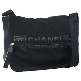 Borsa a spalla CHANEL Sports Line in nylon nero CC Auth BA9965