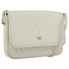 Valentino Borsa a Spalla in Pelle Bianca e Oro Auth 173552