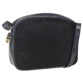 Borsa a Spalla LOEWE in Tela Pelle Nera Oro Auth 173644