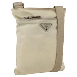Borsa a Spalla PRADA Nylon Avorio Argento Autentica LNZ256