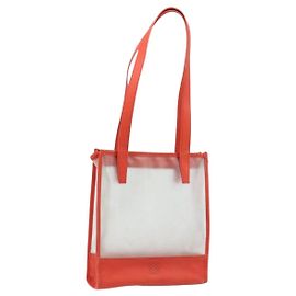 LOEWE Anagramm Tote Bag Vinyl Klar Rot Auth ka2475