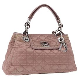 Borsa Canage in nylon rosa argento Christian Dior Auth 170948