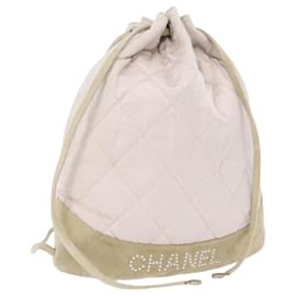 Zaino CHANEL Satinato Bianco Argento CC Auth bs33422