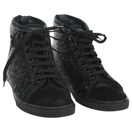 HOHE LOUIS VUITTON Sneakers aus Wolle und Canvas Schwarz LV Auth 158597M