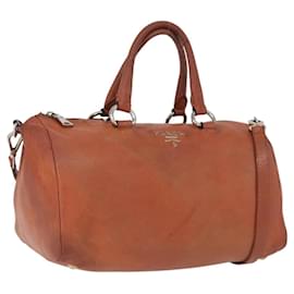 PRADA Borsa a Mano in Pelle 2 in 1 Arancione Argento Auth bs33283