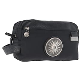 VERSACE Sunburst Clutch Bag aus Nylon Schwarz Silber Auth am10693 - Versace