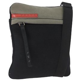 Borsa a spalla sportiva PRADA in nylon khaki argento autentica ti3670