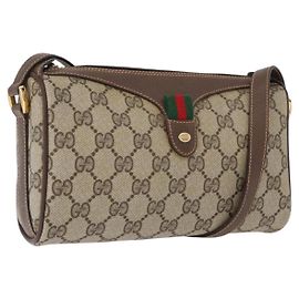 Borsa Sherry Line GG Supreme Web di GUCCI in PVC beige e oro 89 02 018 Auth ep13467