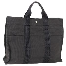 Hermès HERMES Borsa a Mano Her Line MM Tela Grigia Argento Auth th6604