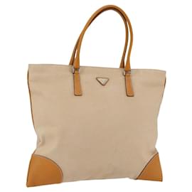 PRADA Borsa a mano in tela beige argento autentica kk627