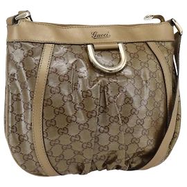 GUCCI GG Crystal Schultertasche beschichtete Leinwand Gold 203257 Auth am10706