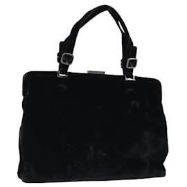 PRADA Borsa a Mano Velluto Nero Argento Auth bs33444