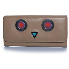 Fendi, calfskin beige leather bifold Hypnotize wallet