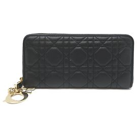 Cartera larga de cordero negro Christian Dior