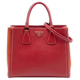 Borsa Prada Saffiano Lux bicolore rossa
