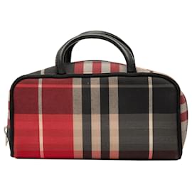 Borsa a mano in tela a quadri rossi Burberry
