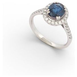 Autre Marque NEUER SAPPHIRRING 1,33 CT & DIAMANTEN 0,58 CT GRÖSSE 53 AUS WEISSGOLD 3,15 GR
