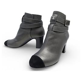 NUEVAS BOTAS DE TACÓN CHANEL CON LOGO CC G34122 TAMAÑO 36.5 EN CUERO - Chanel
