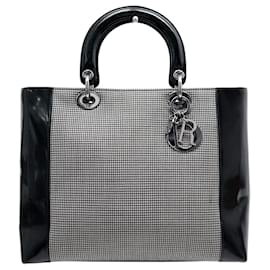 BAG VINTAGE CHRISTIAN DIOR LADY GRANDE IN PELLE E CANVAS DOPPIO ROVESCIO