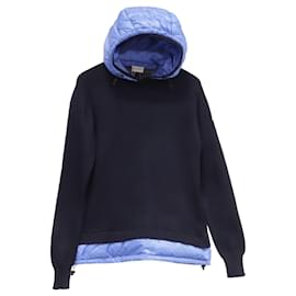 Moncler gepolsterter Kapuzenpullover aus Wolle und Polyamid in Marineblau