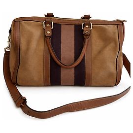 Borsa Gucci Boston in pelle e tela marrone