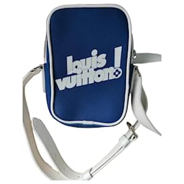 Borsa a tracolla Louis Vuitton Danube Blu Eggshell in tela