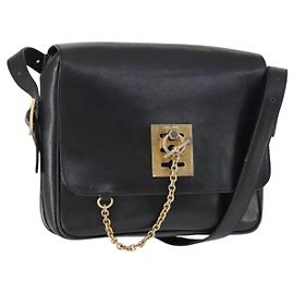 Céline Borsa a Spalla CELINE in Pelle Nera e Oro Auth hk3373