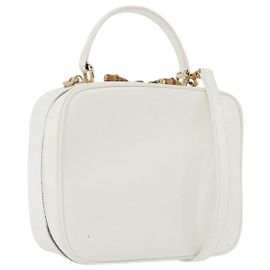 Borsa a mano Vanity Bamboo GUCCI in vernice 2 in 1 Bianco Oro 000 270 0323 Auth 170112