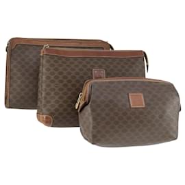Céline Borsa clutch in tela Macadam CELINE in pelle PVC 3 pezzi marrone Auth 169517