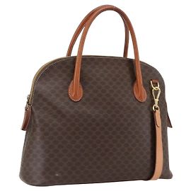 Céline CELINE Macadam Canvas Handtasche aus PVC-Leder 2-Wege Braun Gold Auth ep13453