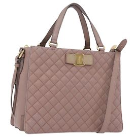Borsa a Spalla Salvatore Ferragamo Vala in Pelle 2 in 1 Viola Oro Auth 173180