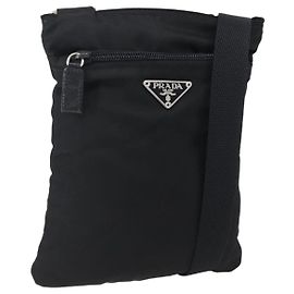 Borsa a Spalla PRADA Nylon Nero Argento Autentica am10762