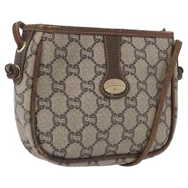 GUCCI GG Plus Supreme Schultertasche PVC Beige Gold Auth bs33461