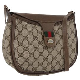 Borsa Gucci GG Supreme Web Sherry Line in PVC beige e oro 10 02 056 Auth BA10446