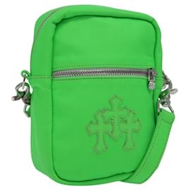 Borsa a spalla Takamini in pelle Chrome Hearts verde argento autentica 165377SM