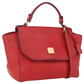 Borsa MCM in pelle rossa e oro Auth bs33111