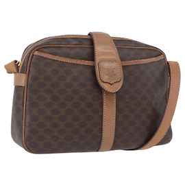 Céline Borsa a Spalla in Tela Macadam CELINE in Pelle PVC Marrone Oro Auth 172285