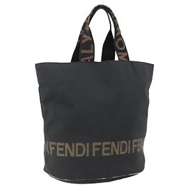 Borsa a mano FENDI in nylon nero e oro Auth fm5150