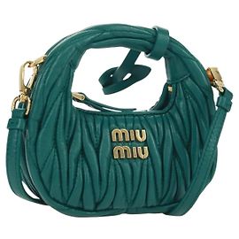 Borsa a Spalla Miu Miu Matelassé Micro Hobo in Pelle Verde Oro Auth 168972SM