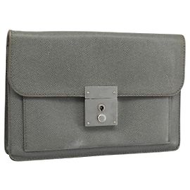 LOUIS VUITTON Clutch Taiga Selenga Ardoise M30782 LV Auth ka010
