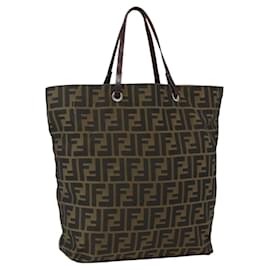 FENDI Zucca Canvas Tote Bag Braun Schwarz Auth 173613