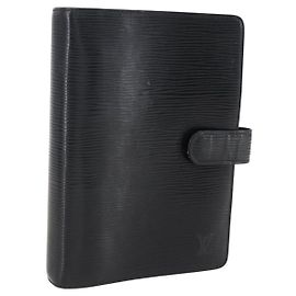 LOUIS VUITTON Epi Agenda MM Day Planner Cover Black R20042 LV Auth am10744