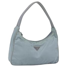 Pochette in nylon PRADA blu baby argento autentica fm5138