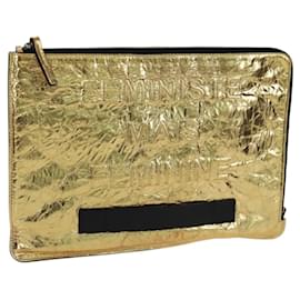 CHANEL Clutch in Pelle Dorata CC Auth 165360M